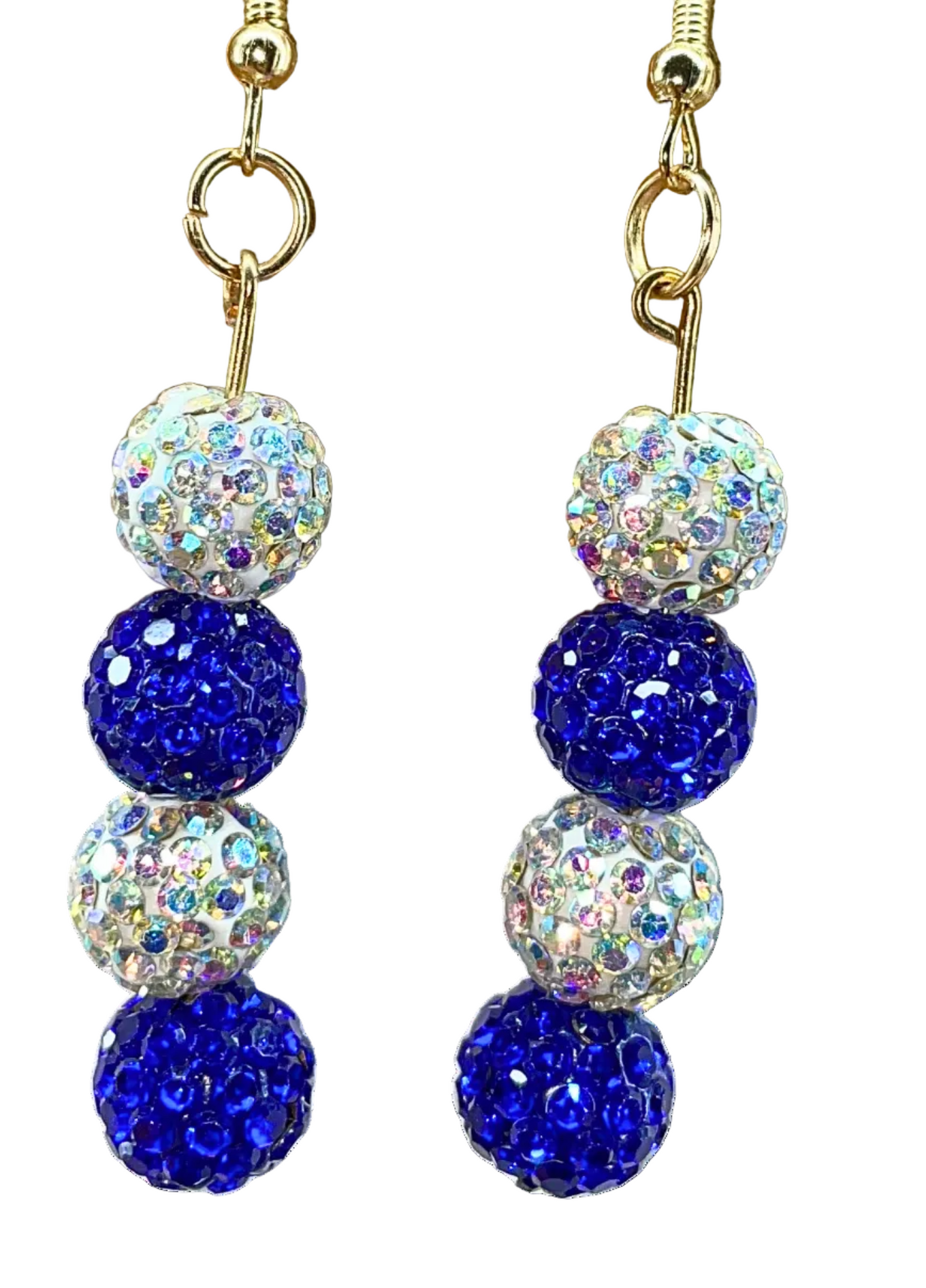 Blue and white bedazzle earrings