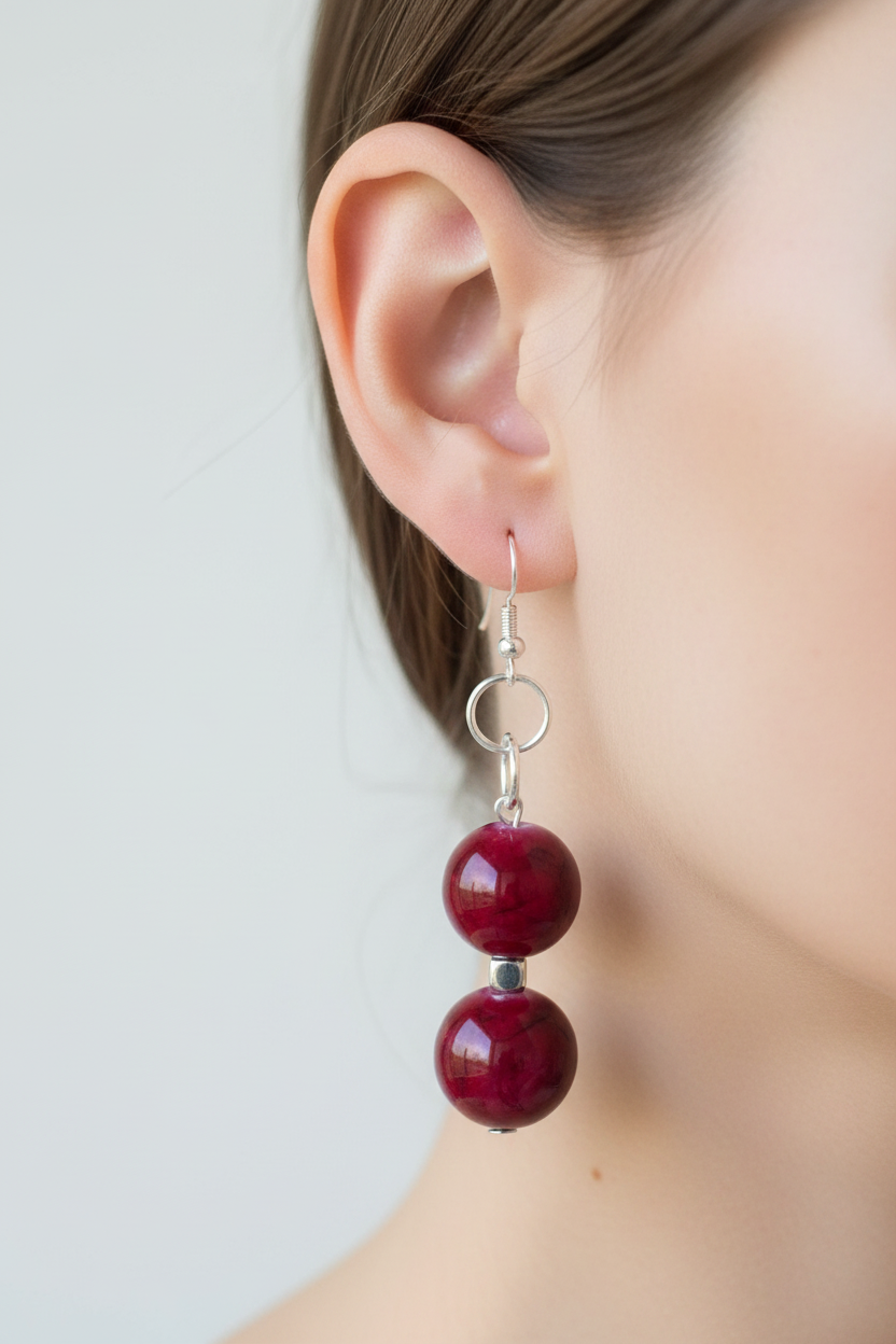 Maroon Marble Earrings