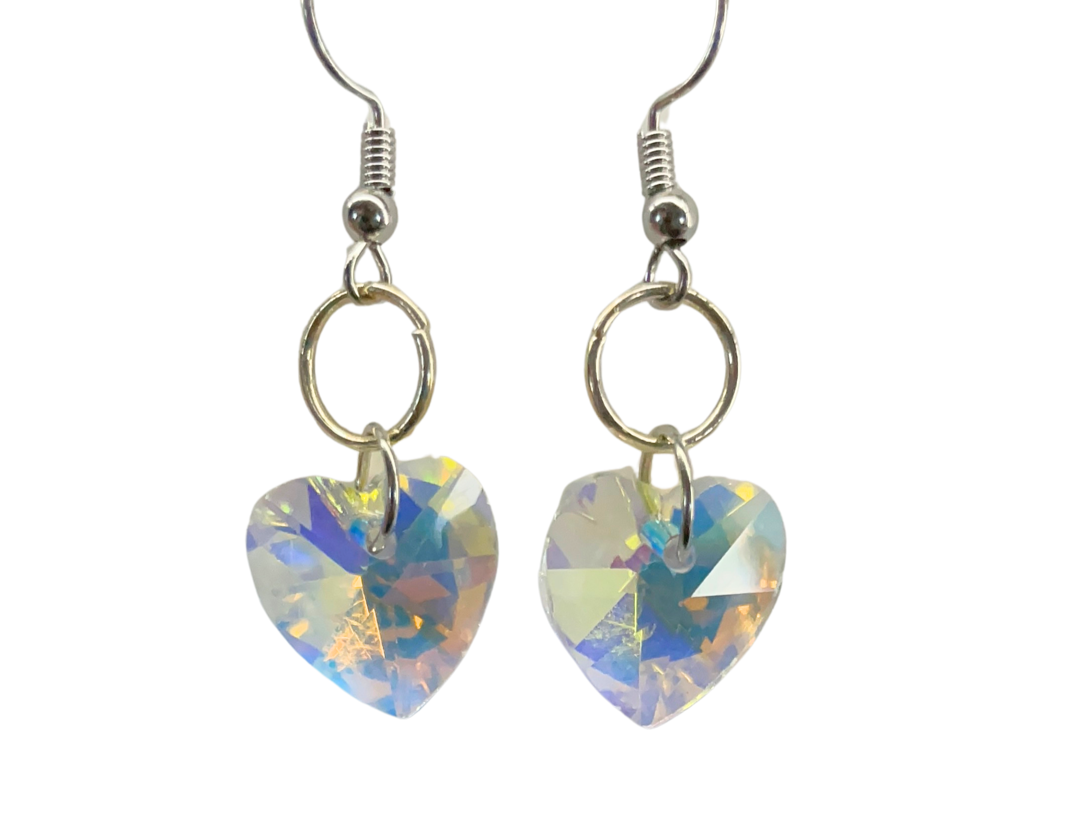 Clear sparkly heart earrings