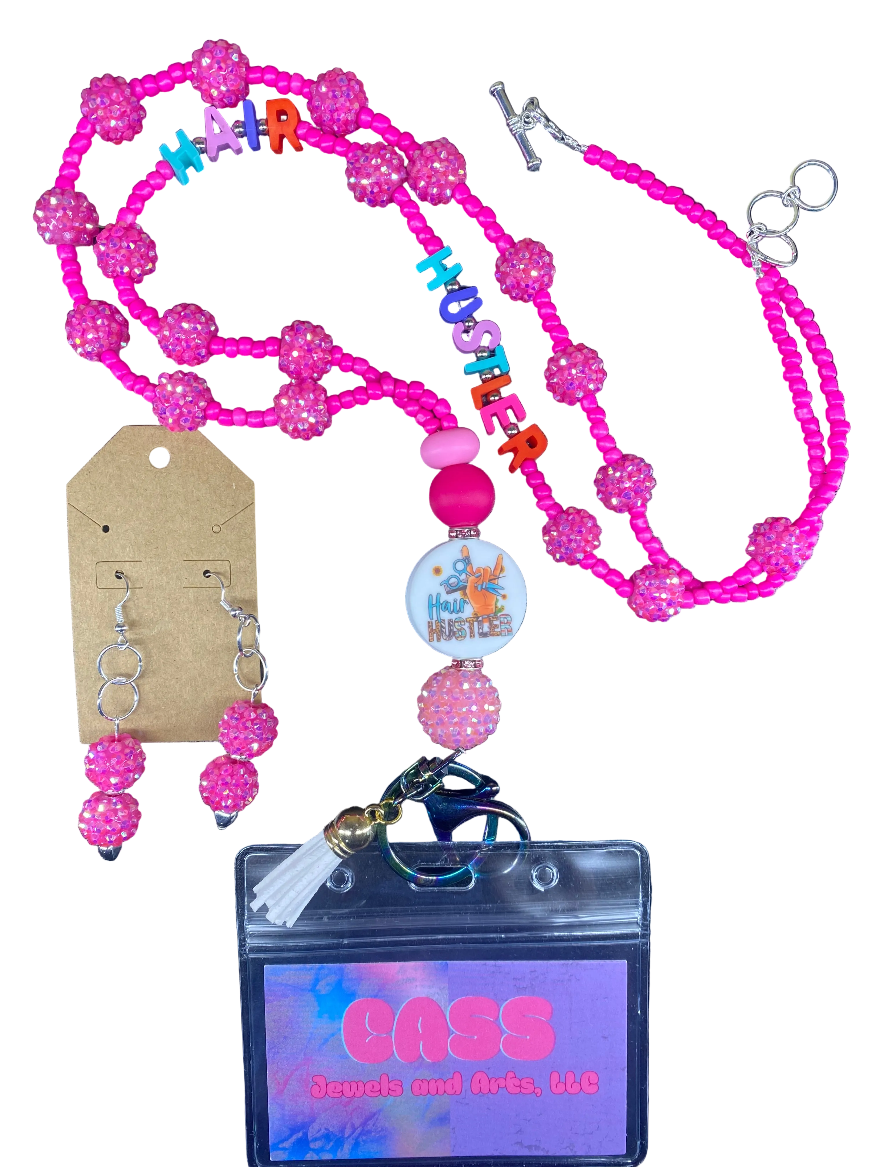Hairstylist Lanyard & Earrings Set