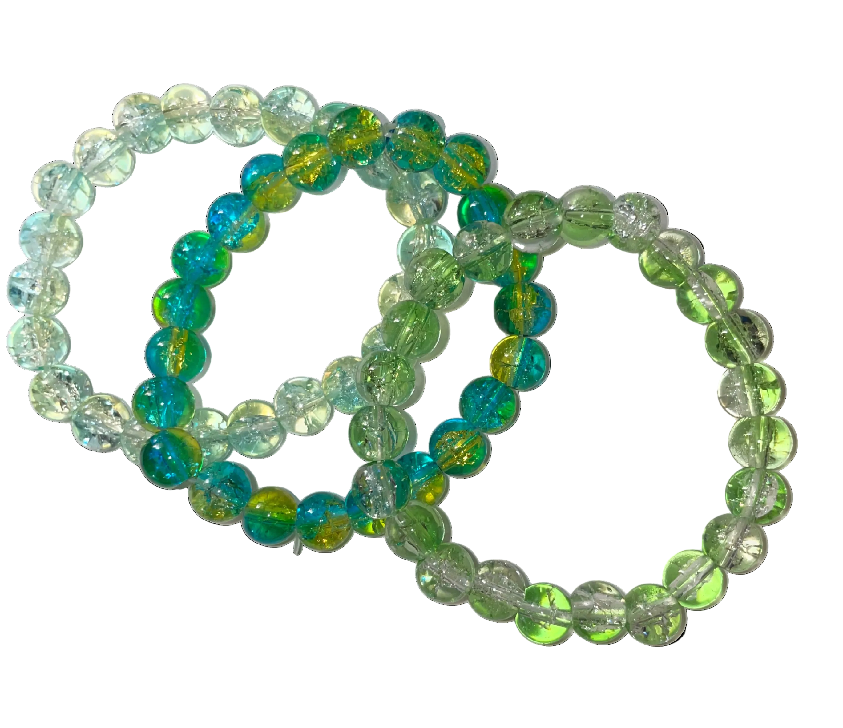 Green crackle bracelet set #207