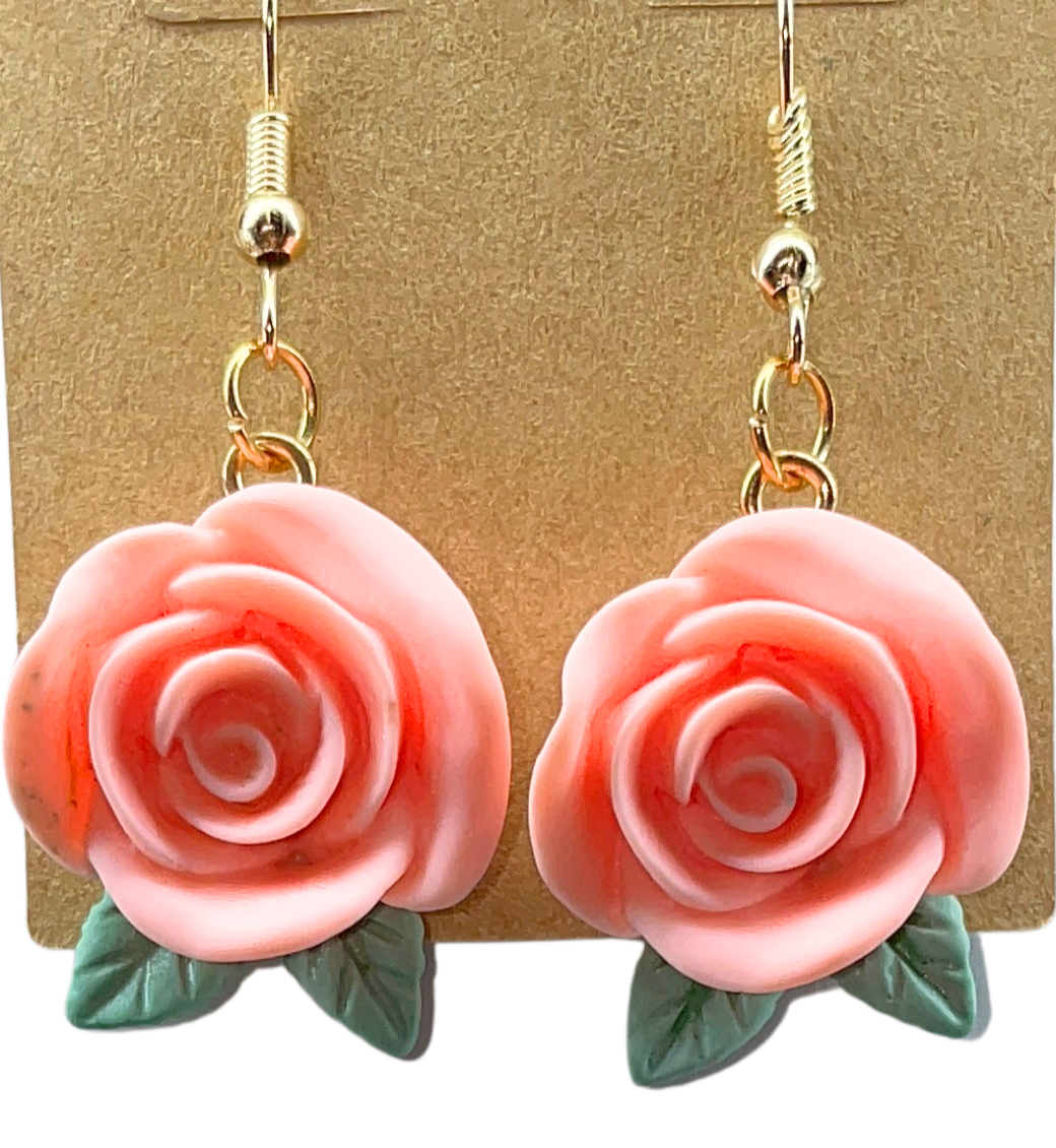 Light pink roses earrings