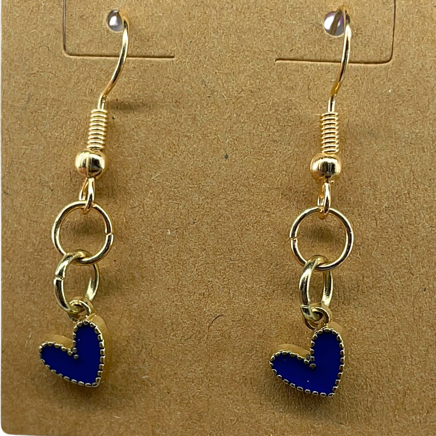 Navy blue mini hearts earrings