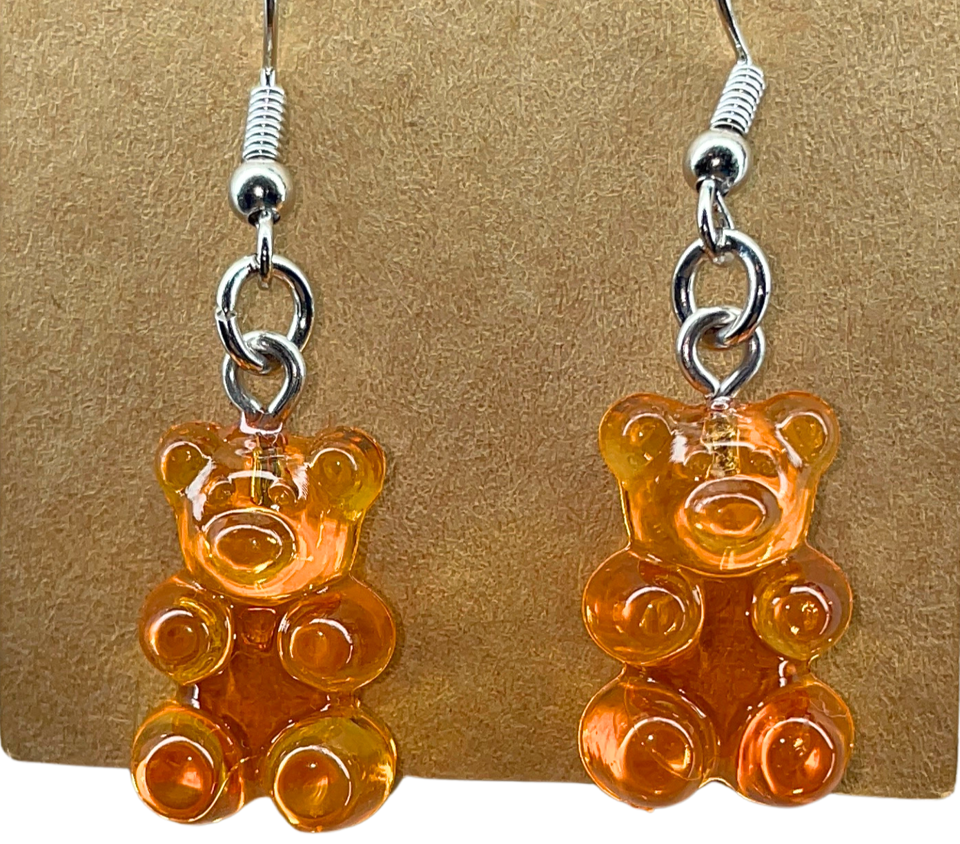 Orange gummie bear earrings
