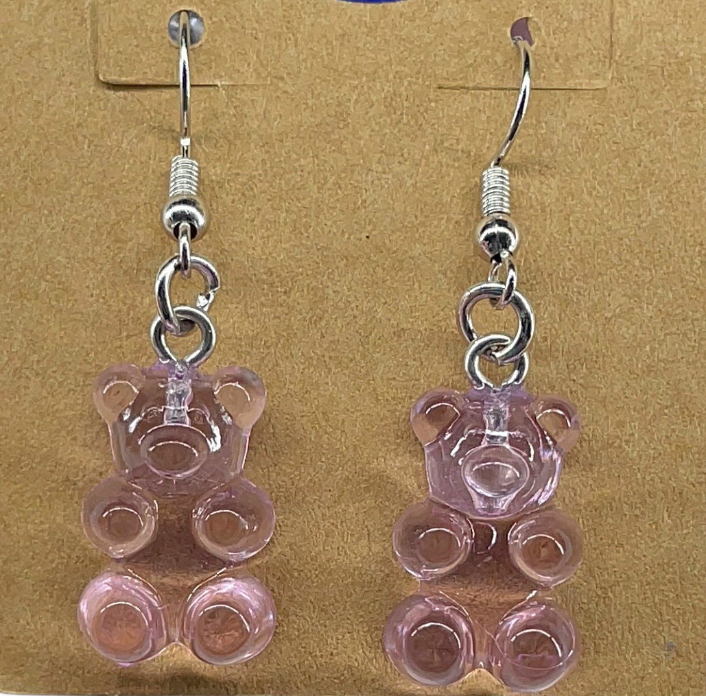 Purple gummie bear earrings