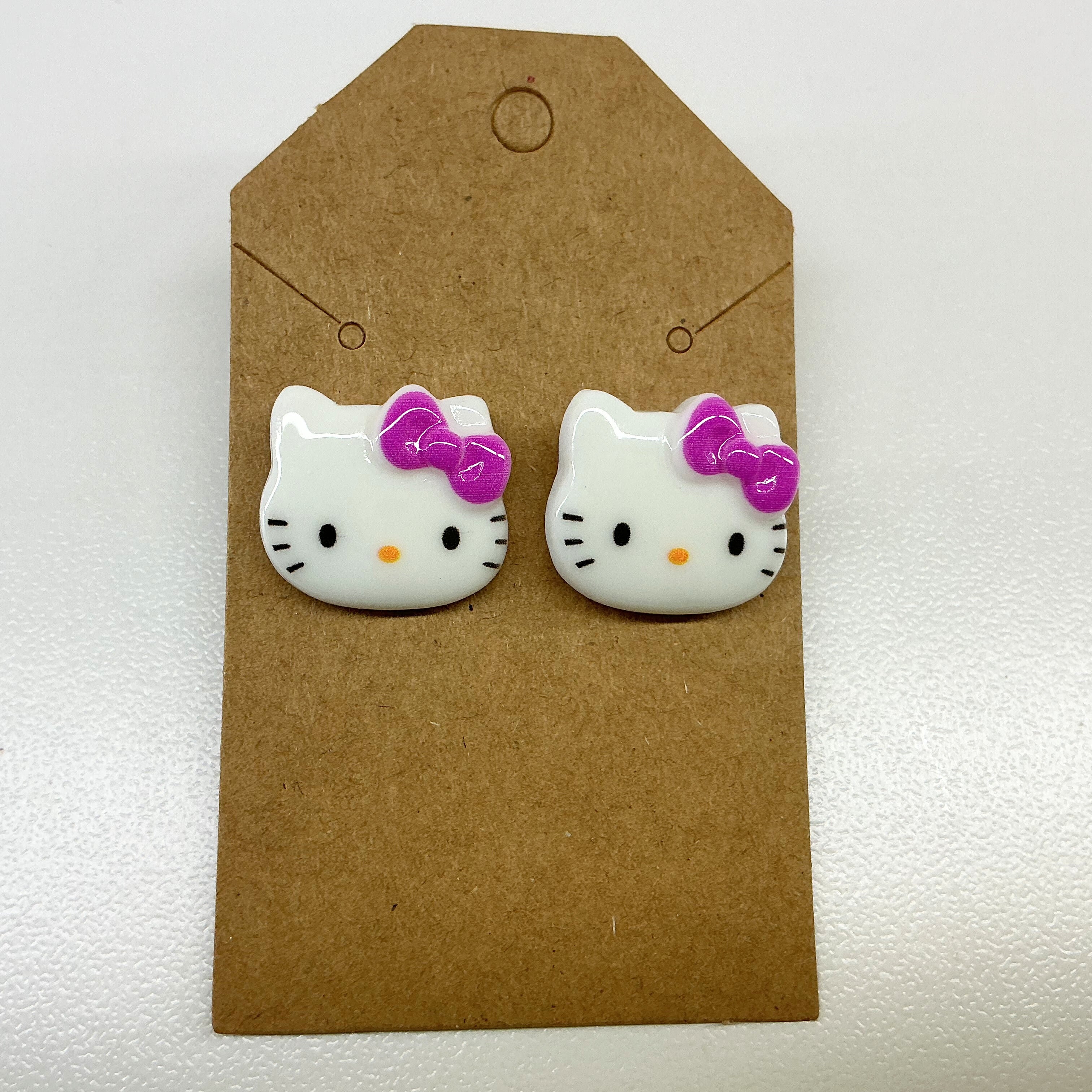 Purple kitty earrings