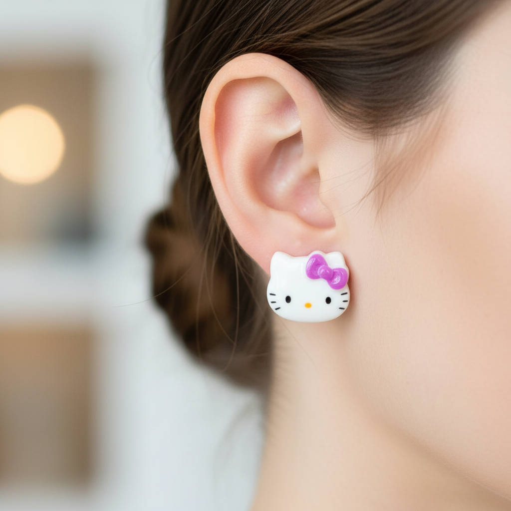 Purple kitty earrings