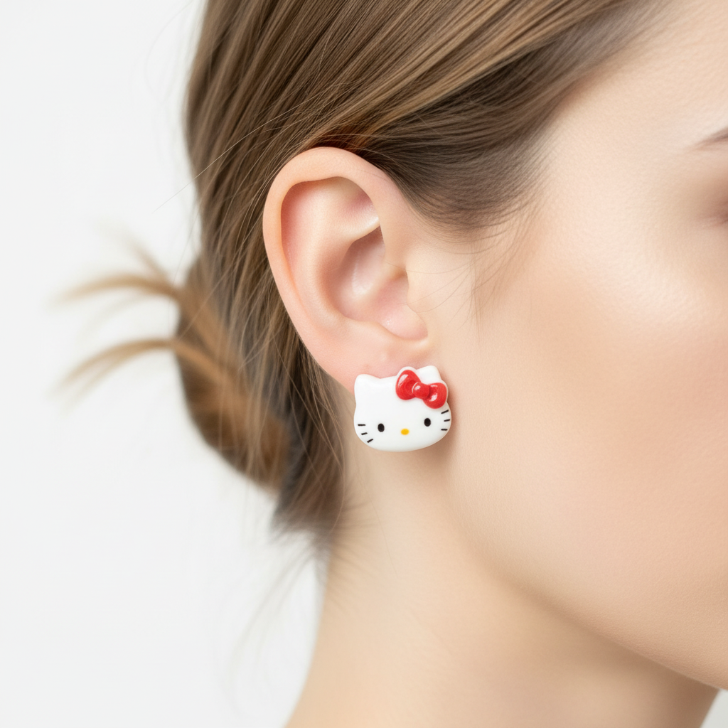 Red kitty earrings