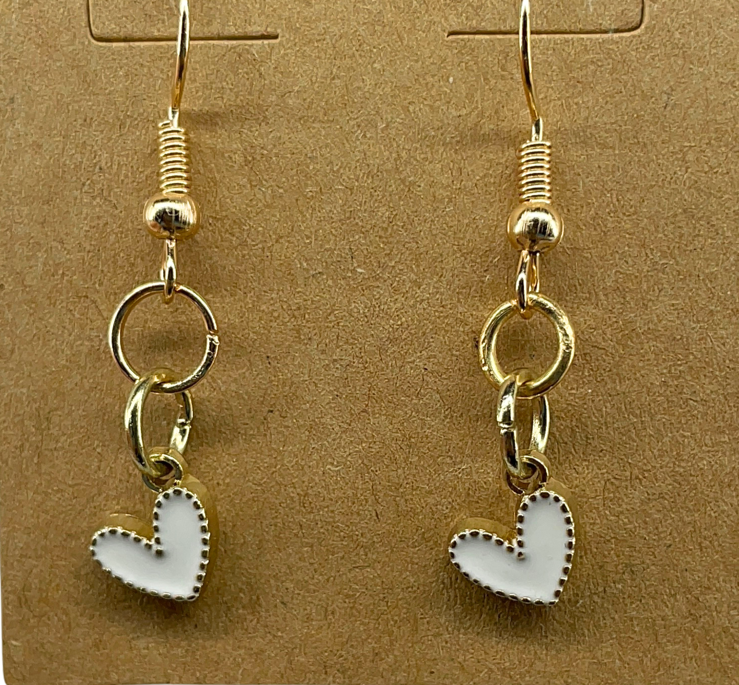 White mini heart earrings