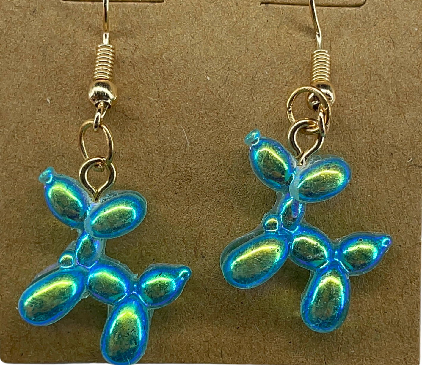 Blue balloon poodle earrings