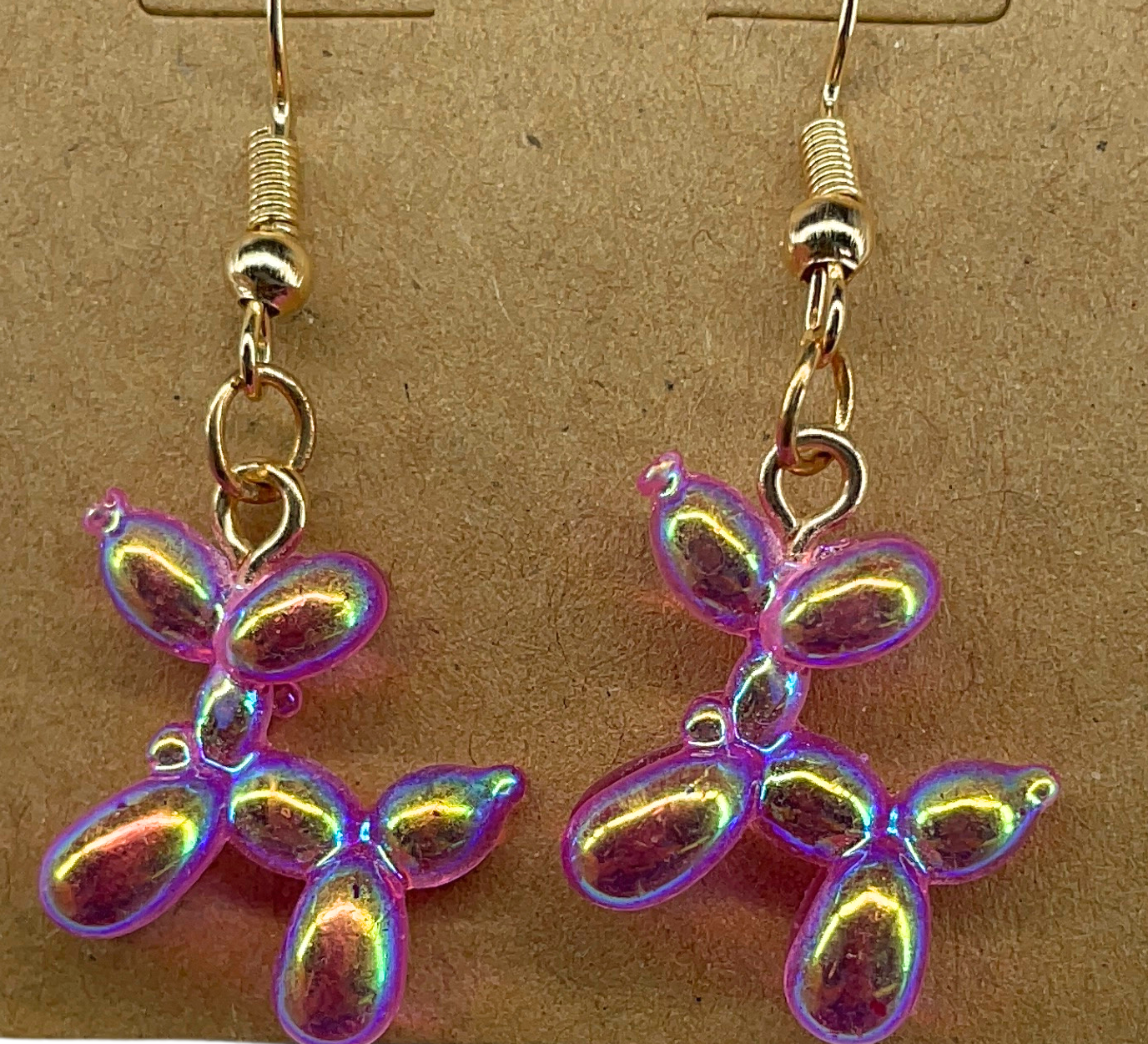 Pink balloon poodle earrings