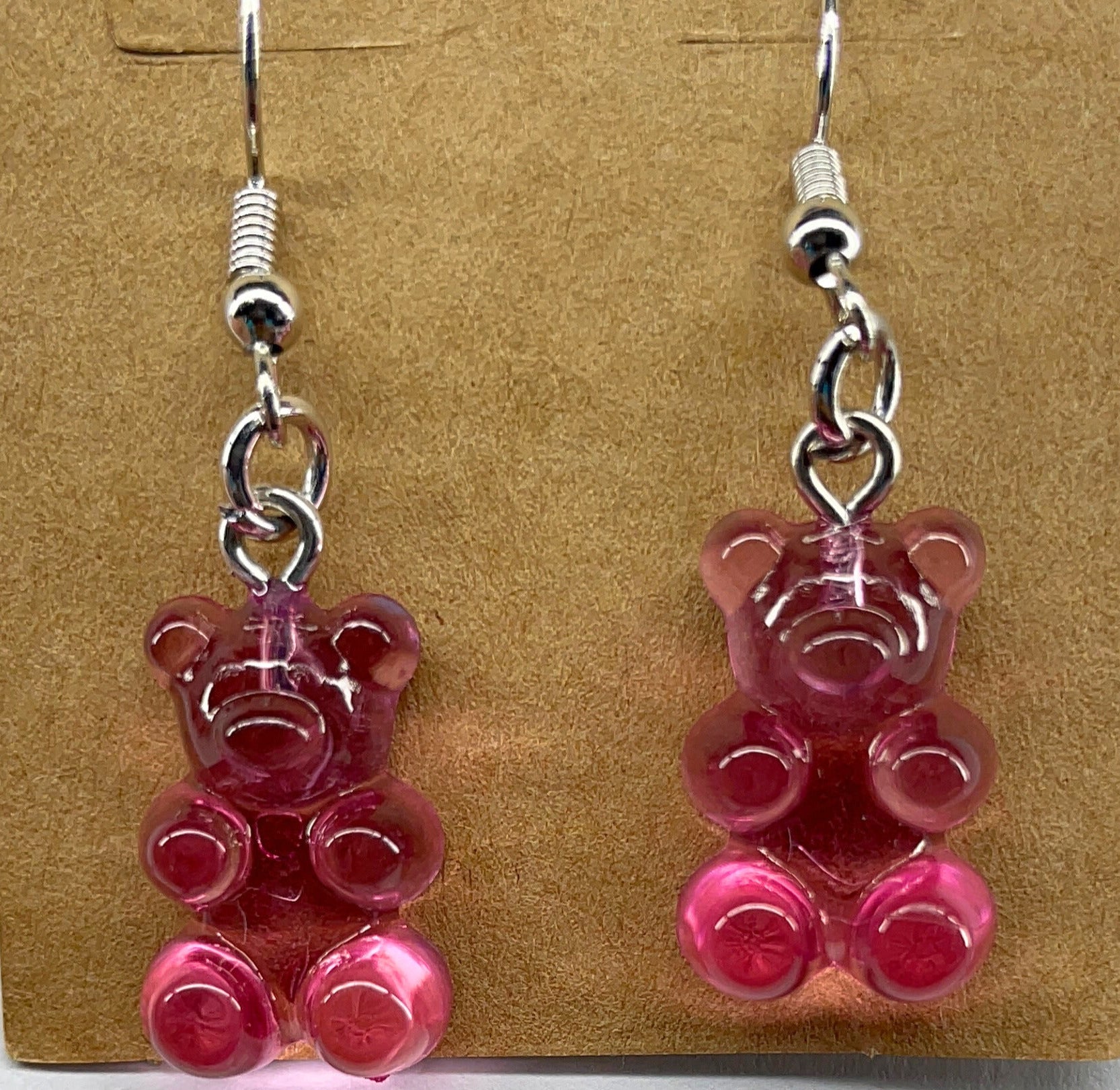 Pink gummie bear earrings