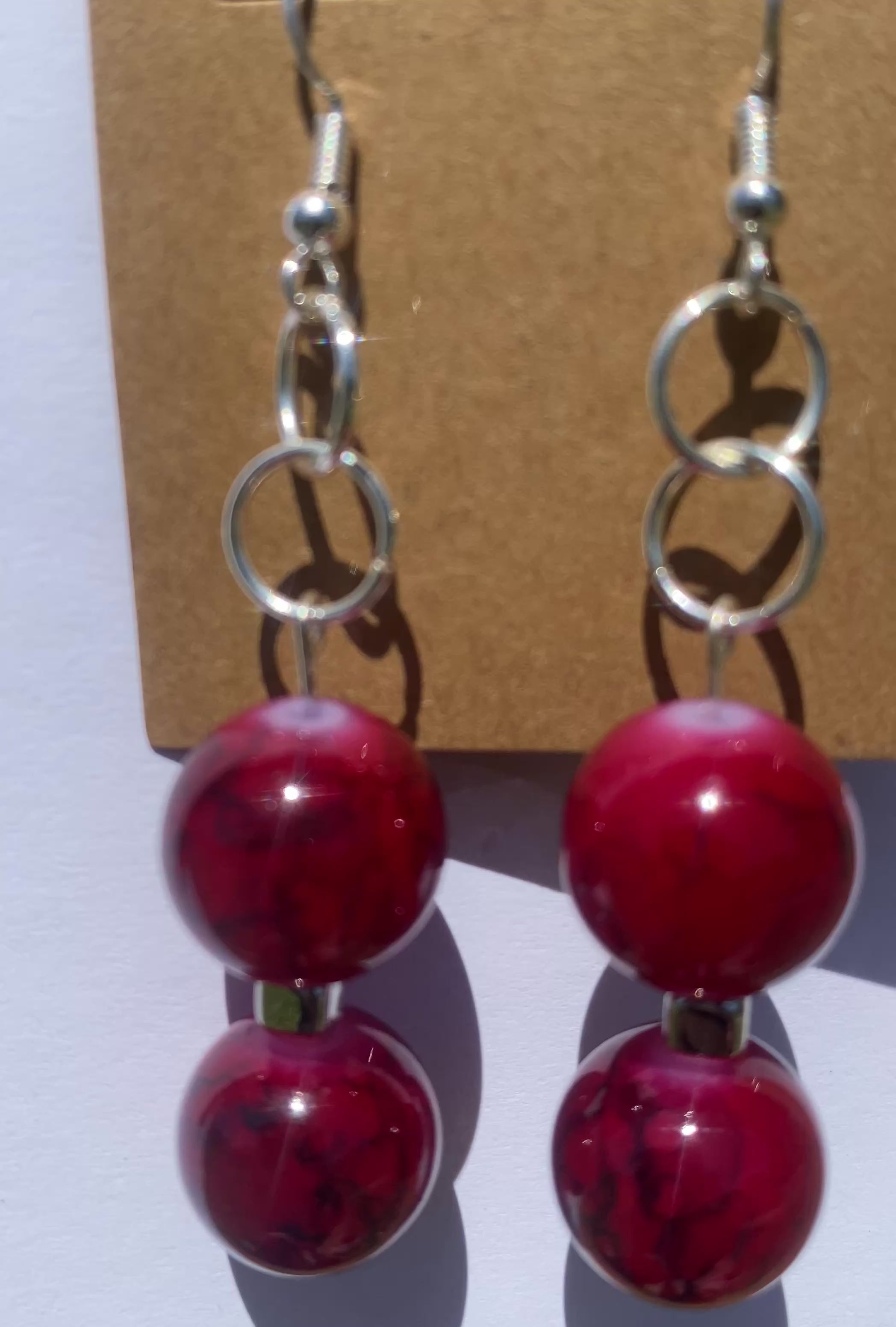 Load video: Maroon Marble Earrings
