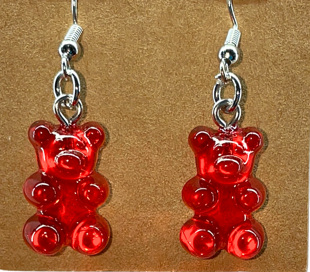 Red gummie bear earrings