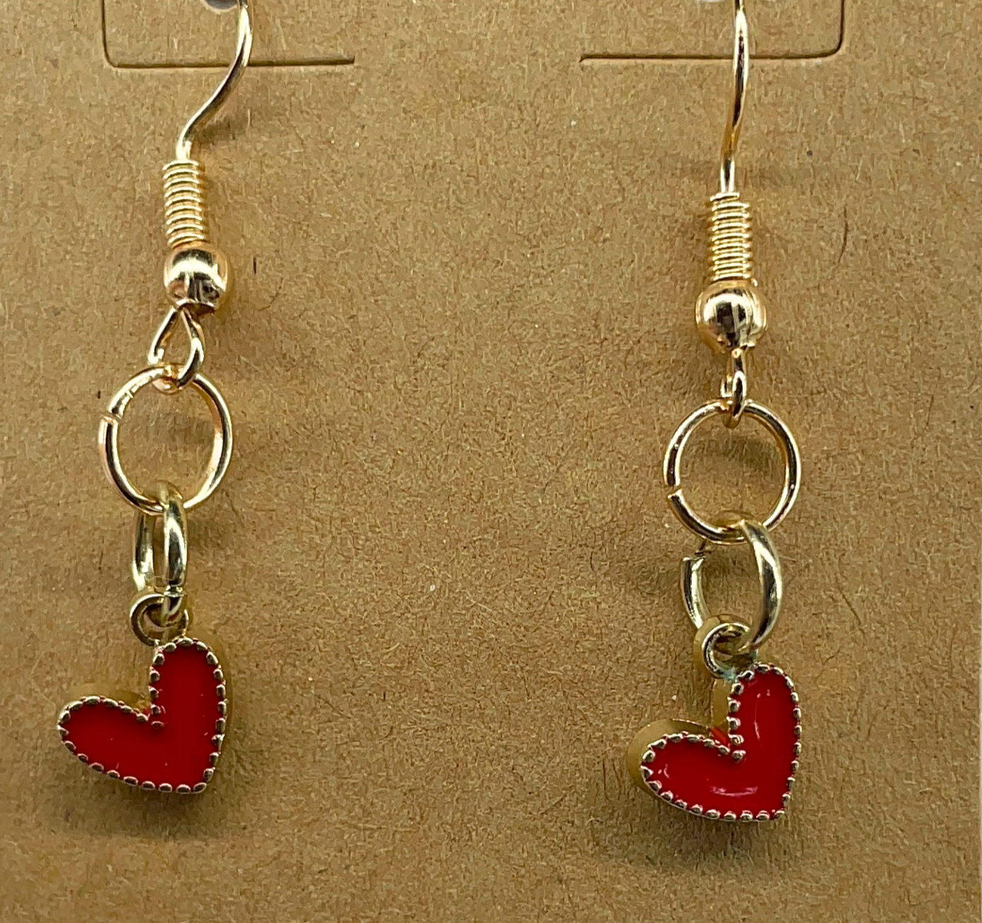 red mini hearts earrings