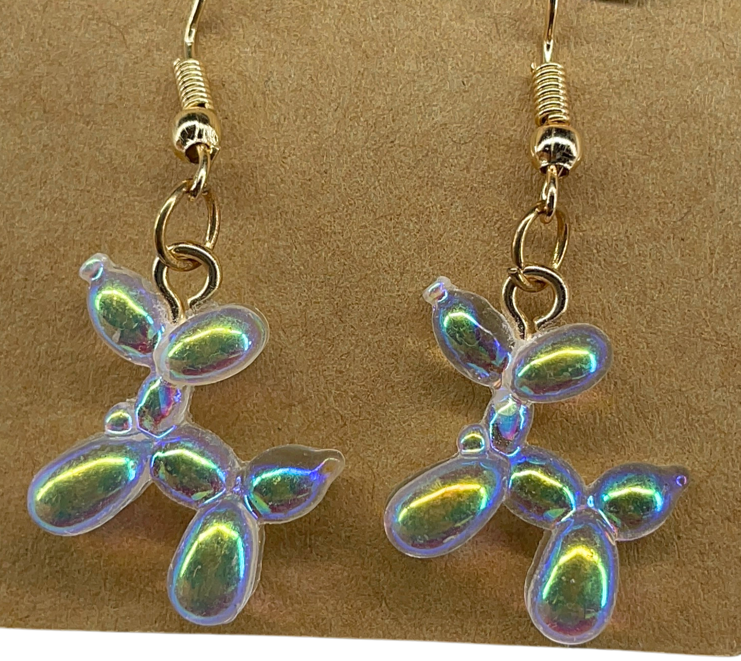 White balloon poodle earrings